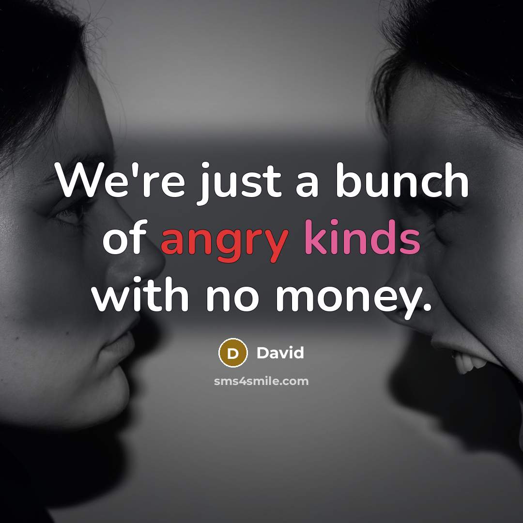“We're just a bunch of angry kinds with no money.” quote by David