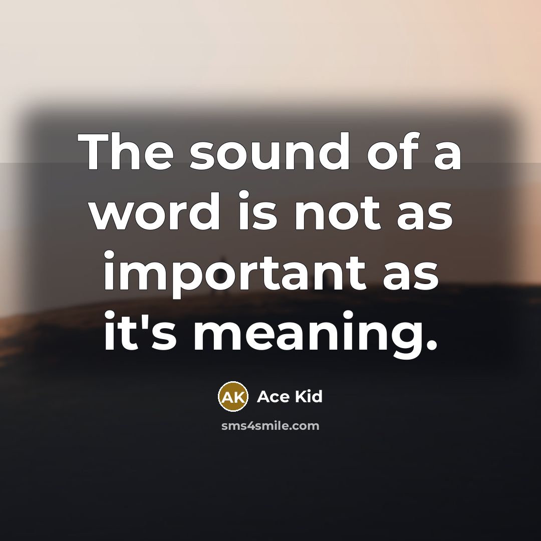 “The sound of a word is not as important as it's meaning.” quote by Ace Kid