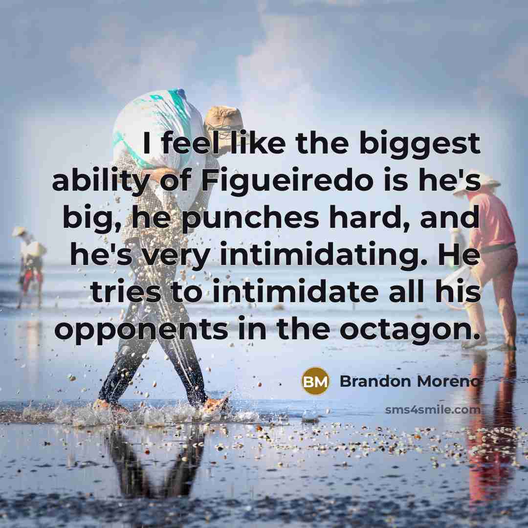 “I feel like the biggest ability of Figueiredo is he's big, he punches hard, and he's very intimidating. He tries to intimidate all his opponents in the octagon.” quote by Brandon Moreno