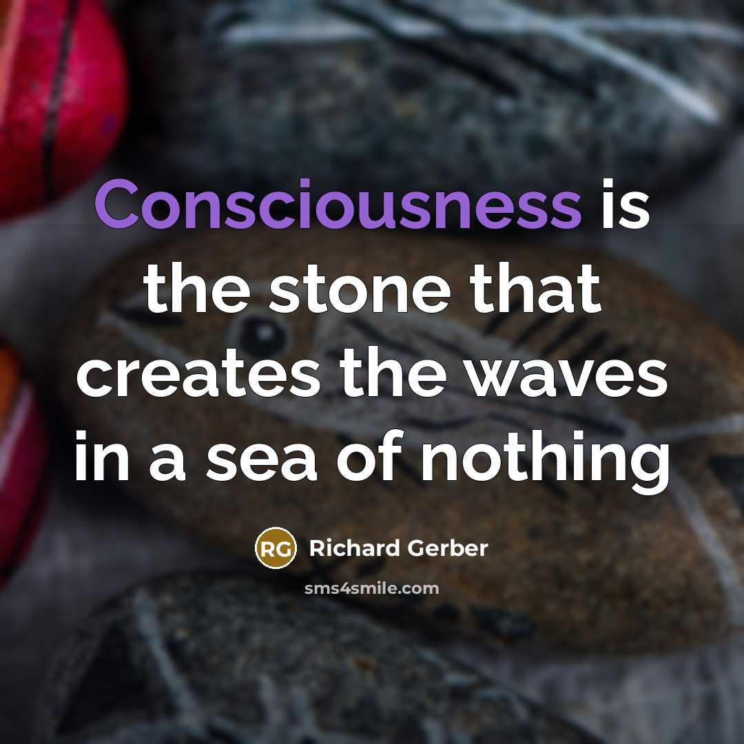 “Consciousness is the stone that creates the waves in a sea of nothing” quote by Richard Gerber