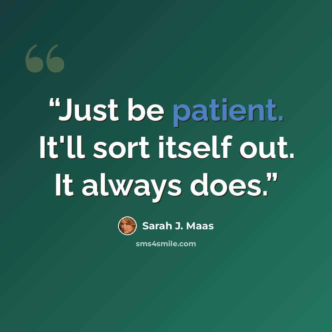 “Just be patient. It'll sort itself out. It always does.” quote by Sarah J. Maas