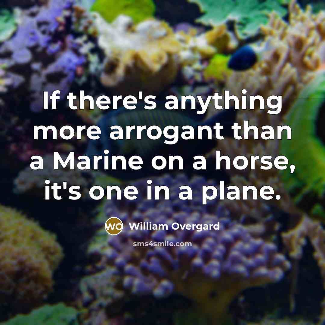 “If there's anything more arrogant than a Marine on a horse, it's one in a plane.” quote by William Overgard