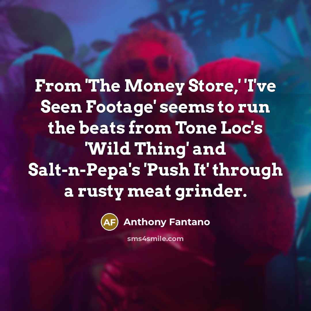 “From 'The Money Store,' 'I've Seen Footage' seems to run the beats from Tone Loc's 'Wild Thing' and Salt-n-Pepa's 'Push It' through a rusty meat grinder.” quote by Anthony Fantano