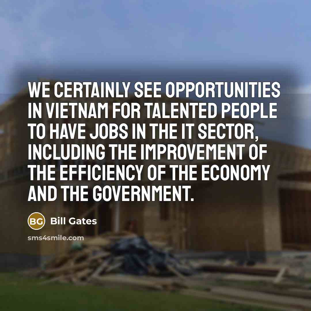 “We certainly see opportunities in Vietnam for talented people to have jobs in the IT sector, including the improvement of the efficiency of the economy and the government.” quote by Bill Gates
