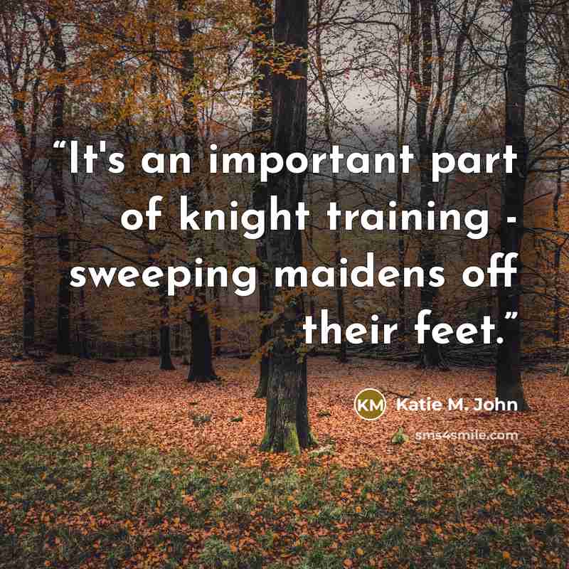 “It's an important part of knight training - sweeping maidens off their feet.” quote by Katie M. John