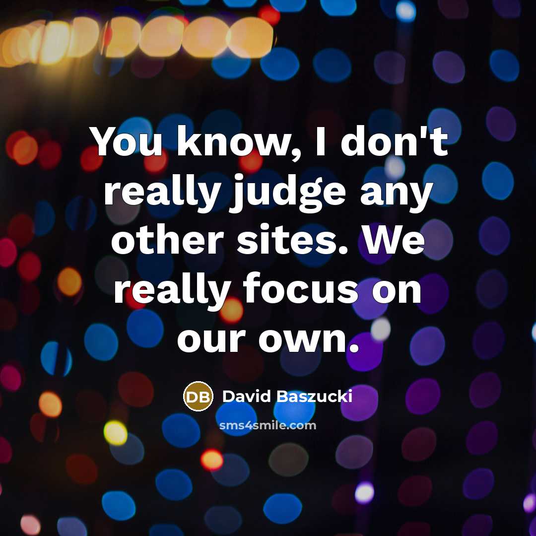 “You know, I don't really judge any other sites. We really focus on our own.” quote by David Baszucki