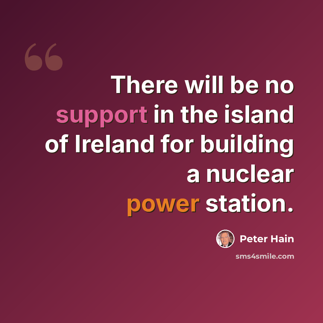 “There will be no support in the island of Ireland for building a nuclear power station.” quote by Peter Hain