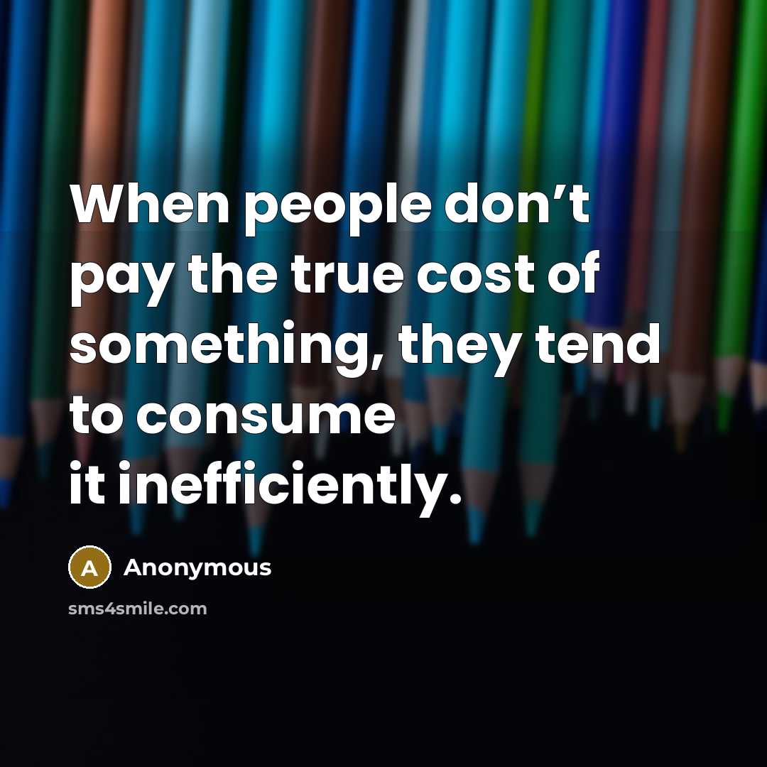 “When people don’t pay the true cost of something, they tend to consume it inefficiently.” quote by Anonymous