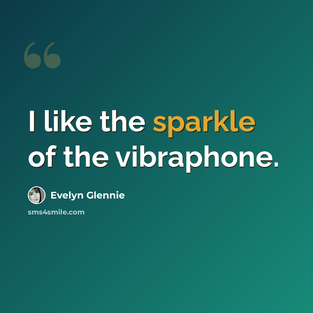 “I like the sparkle of the vibraphone.” quote by Evelyn Glennie