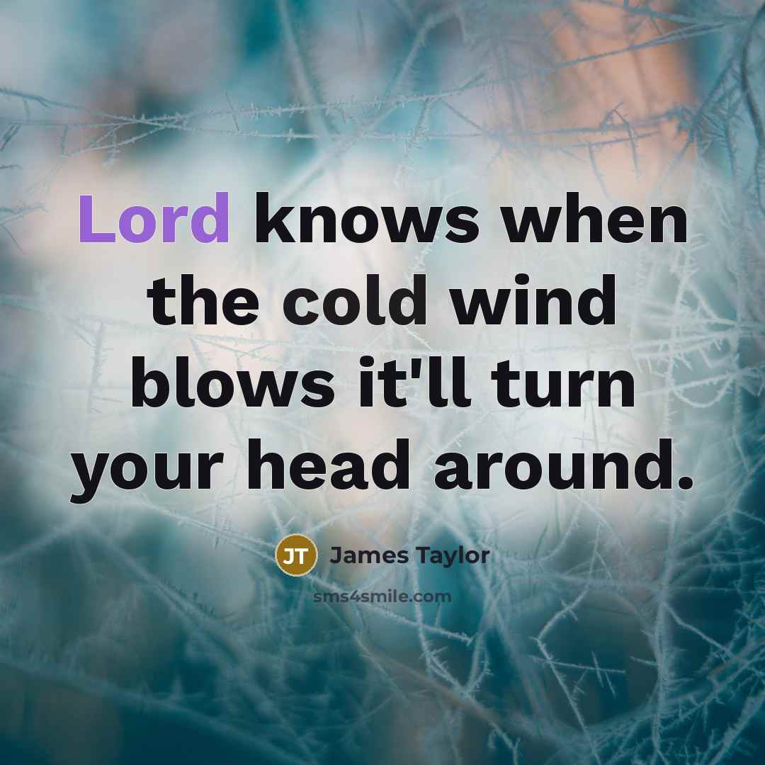 “Lord knows when the cold wind blows it'll turn your head around.” quote by James Taylor