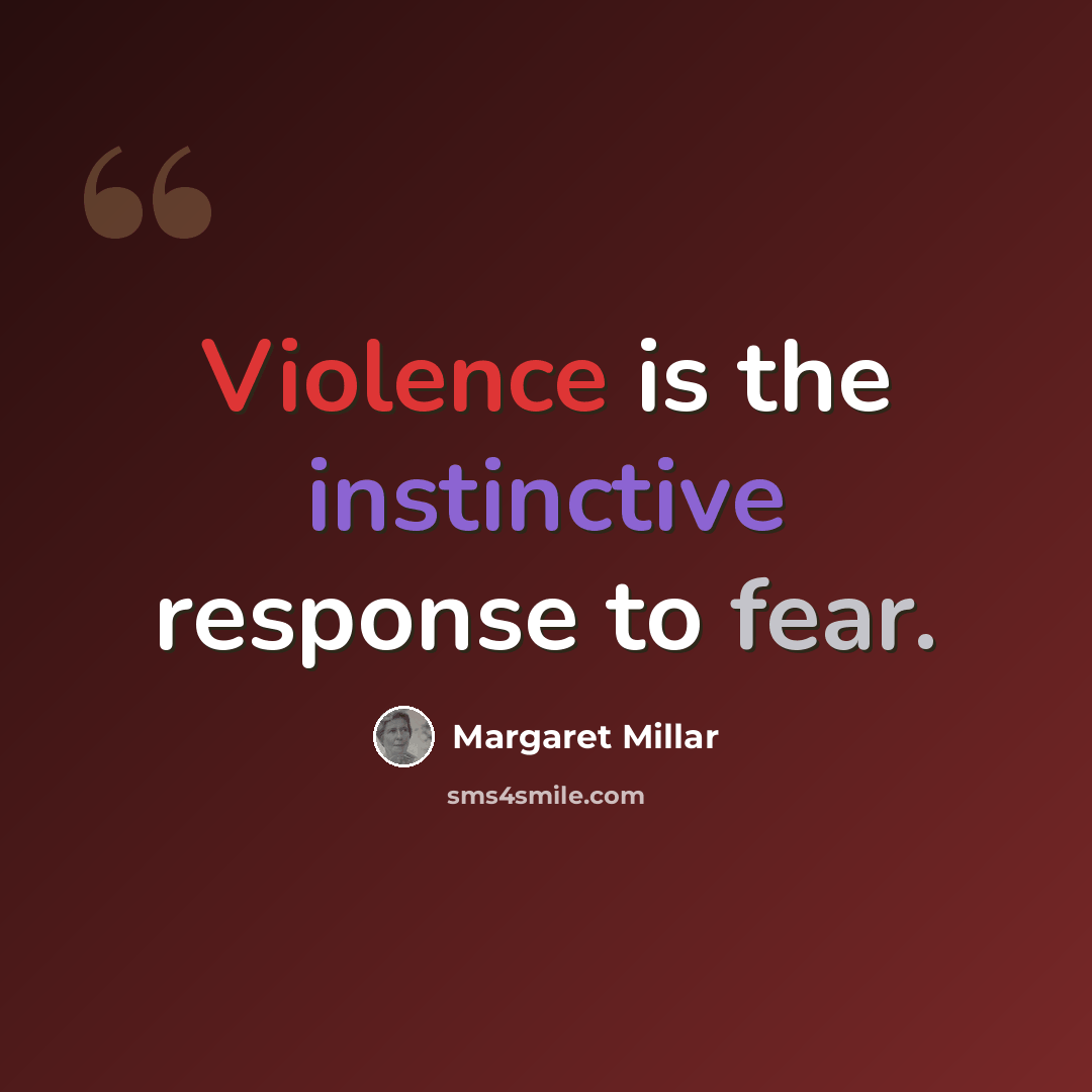 “Violence is the instinctive response to fear.” quote by Margaret Millar