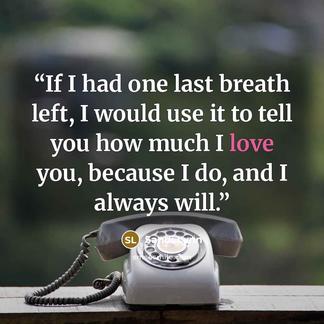 “If I had one last breath left, I would use it to tell you how much I love you, because I do, and I always will.” quote by Sandi Lynn