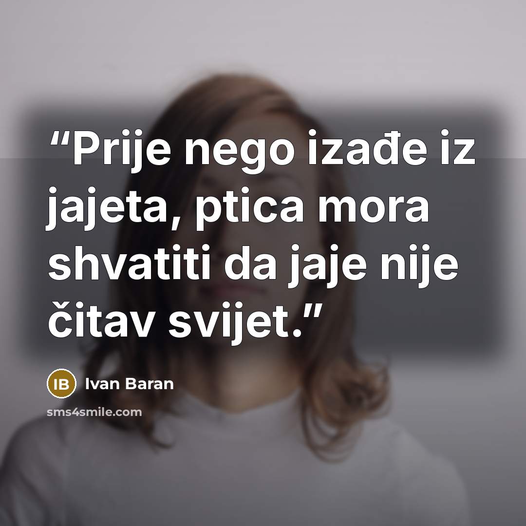 “Prije nego izađe iz jajeta, ptica mora shvatiti da jaje nije čitav svijet.” quote by Ivan Baran