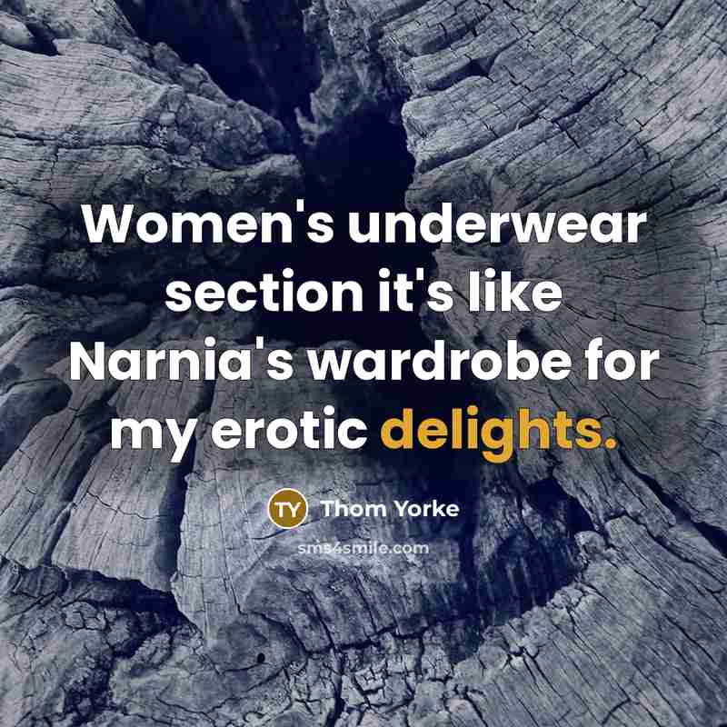 “Women's underwear section it's like Narnia's wardrobe for my erotic delights.” quote by Thom Yorke