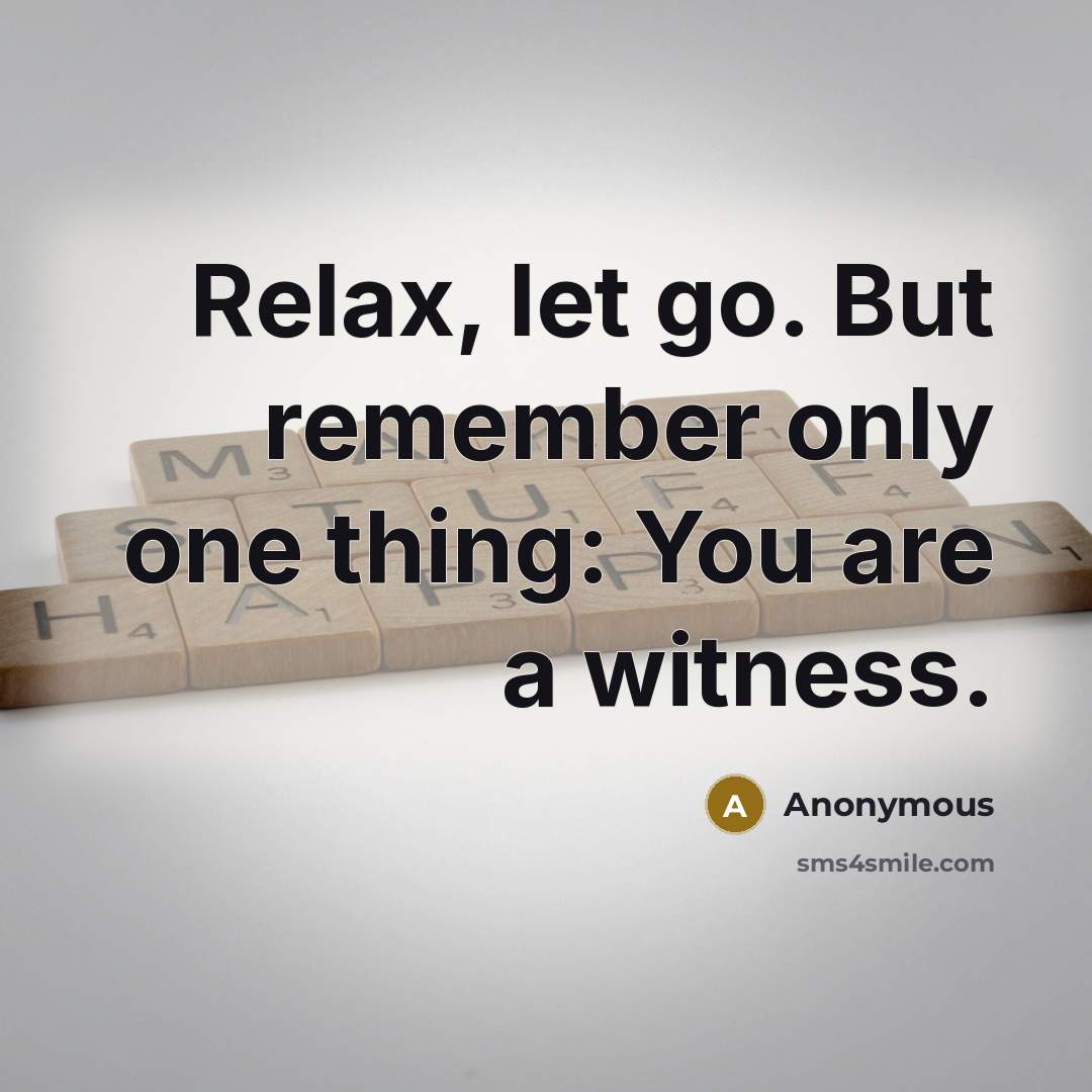 “Relax, let go. But remember only one thing: You are a witness.” quote by Anonymous
