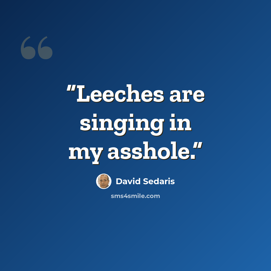 “Leeches are singing in my asshole.” quote by David Sedaris
