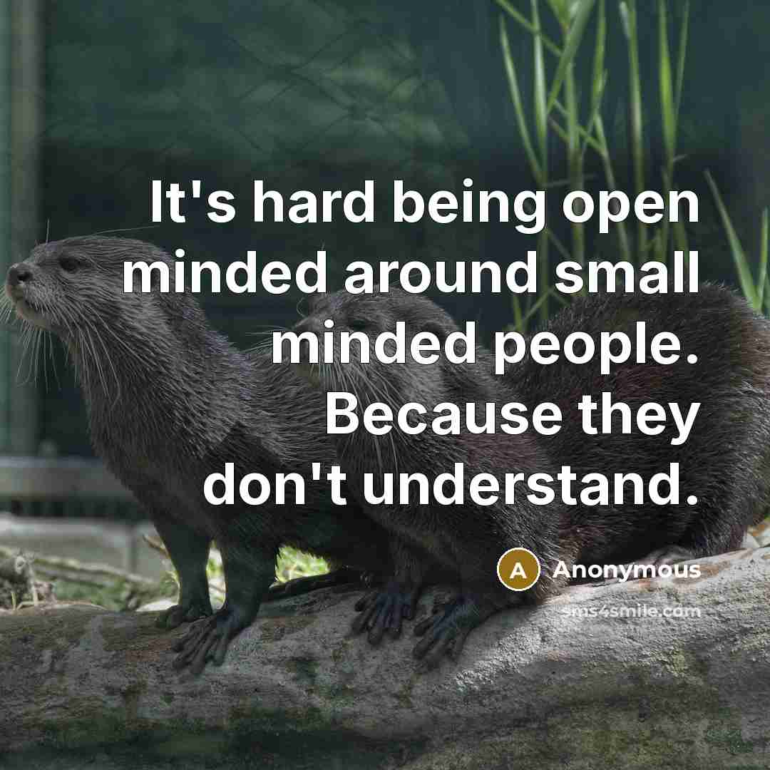 “It's hard being open minded around small minded people. Because they don't understand.” quote by Anonymous