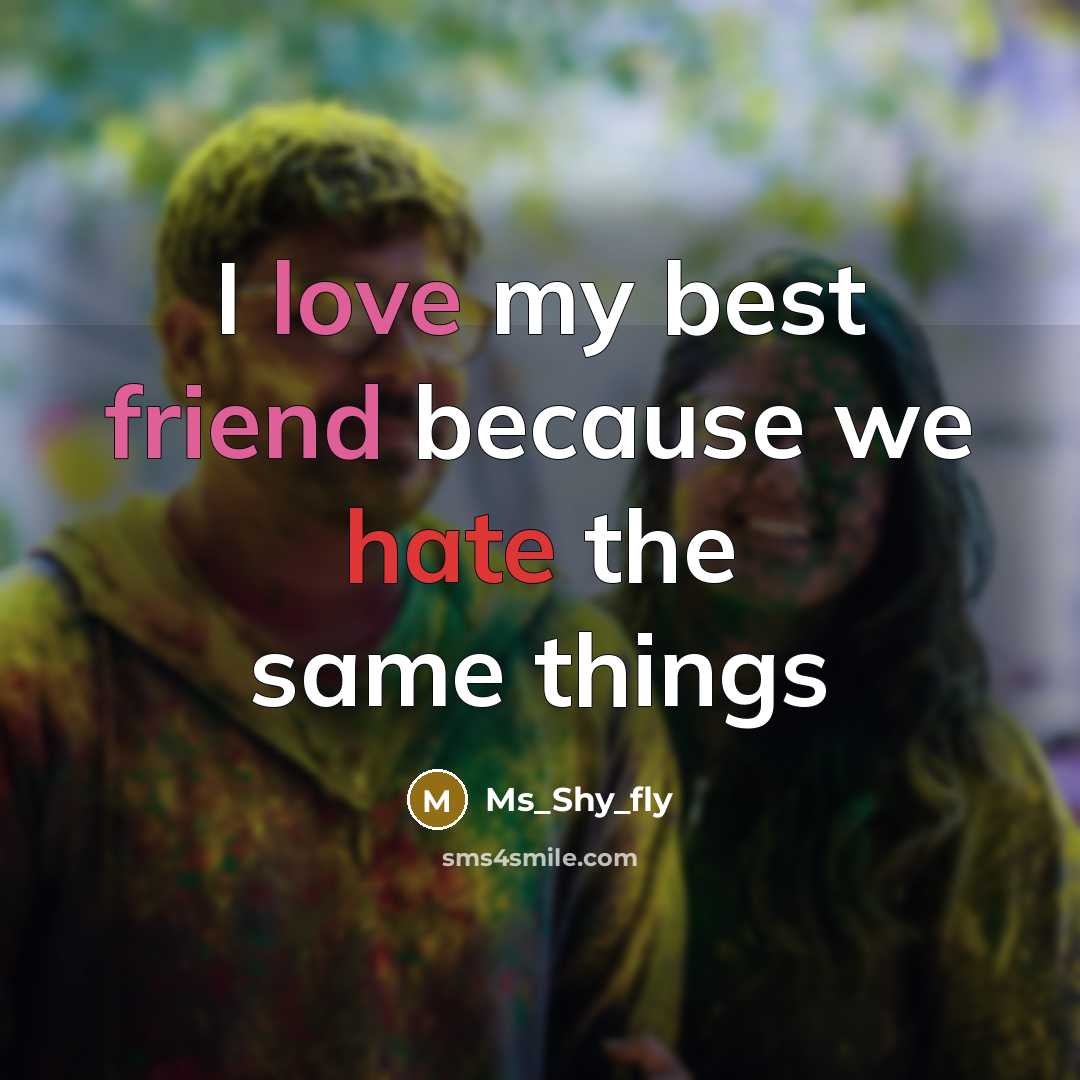 “I love my best friend because we hate the same things” quote by Ms_shy_fly