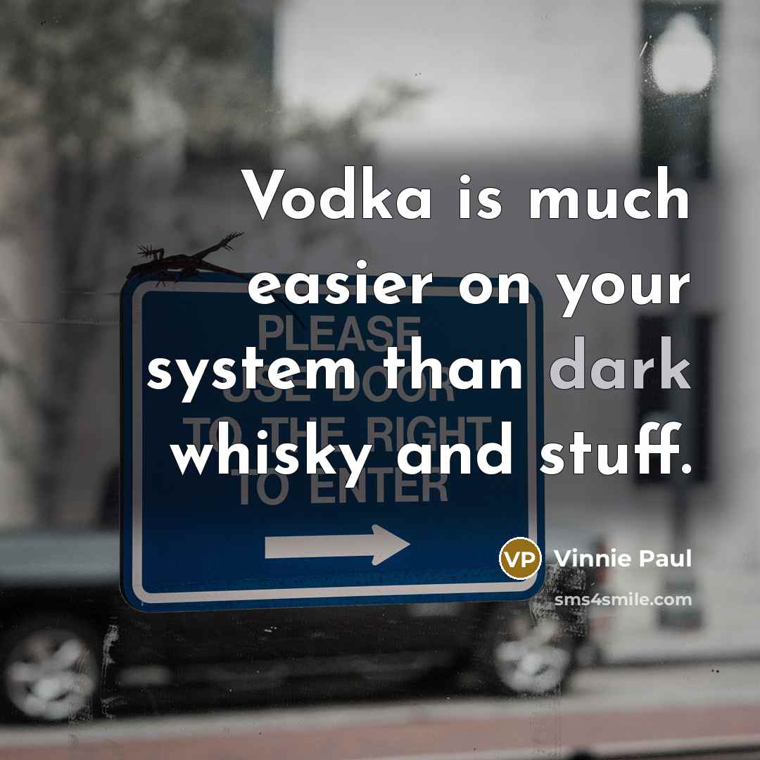 “Vodka is much easier on your system than dark whisky and stuff.” quote by Vinnie Paul