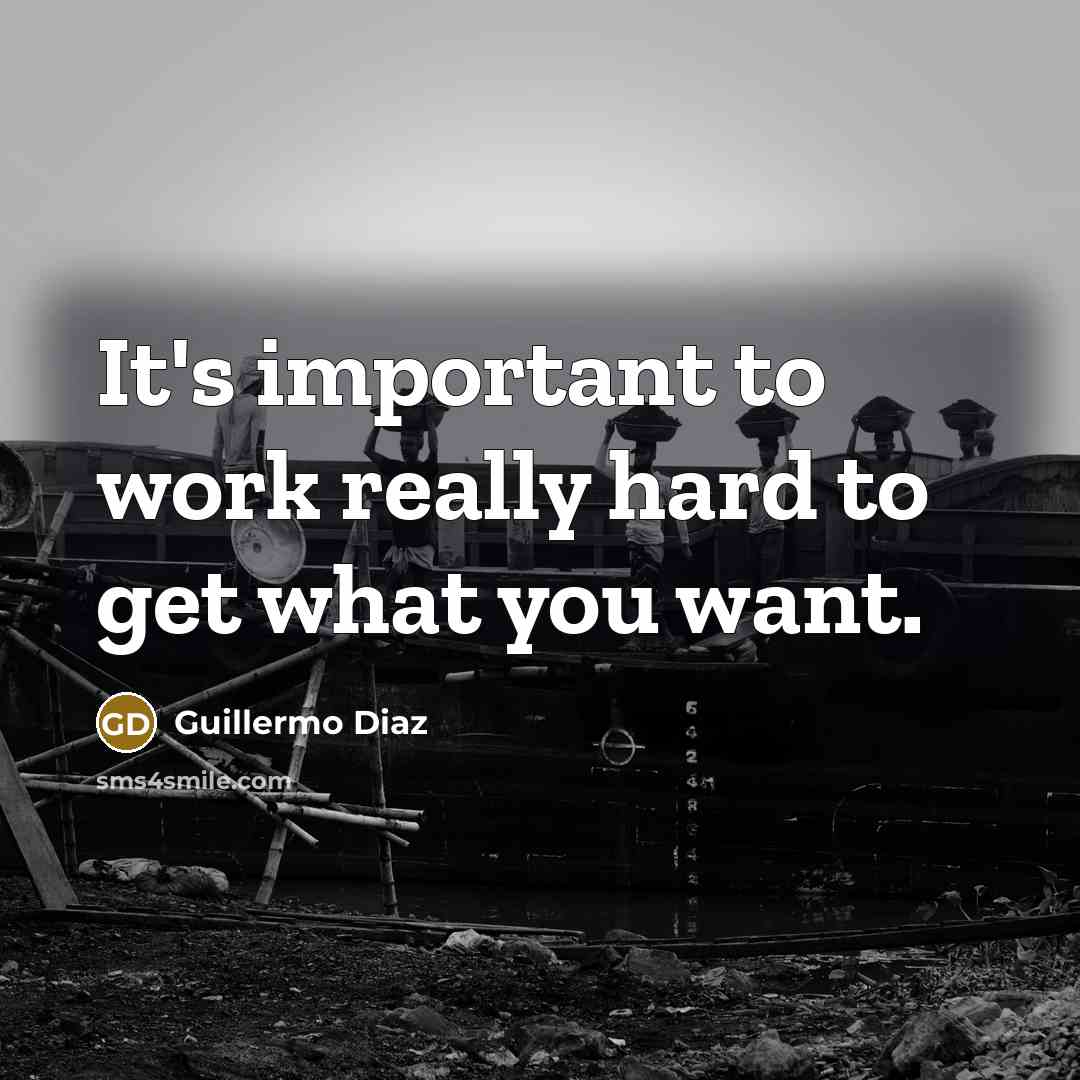 “It's important to work really hard to get what you want.” quote by Guillermo Diaz