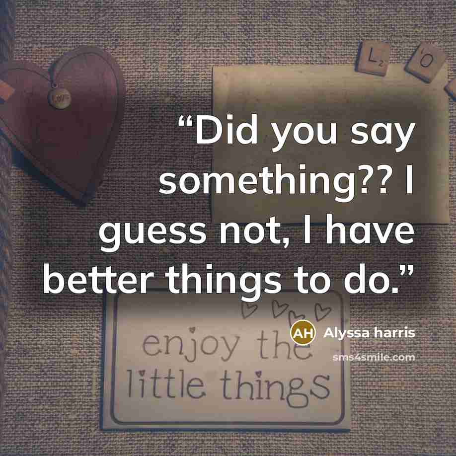 “Did you say something?? I guess not, I have better things to do.” quote by Alyssa harris