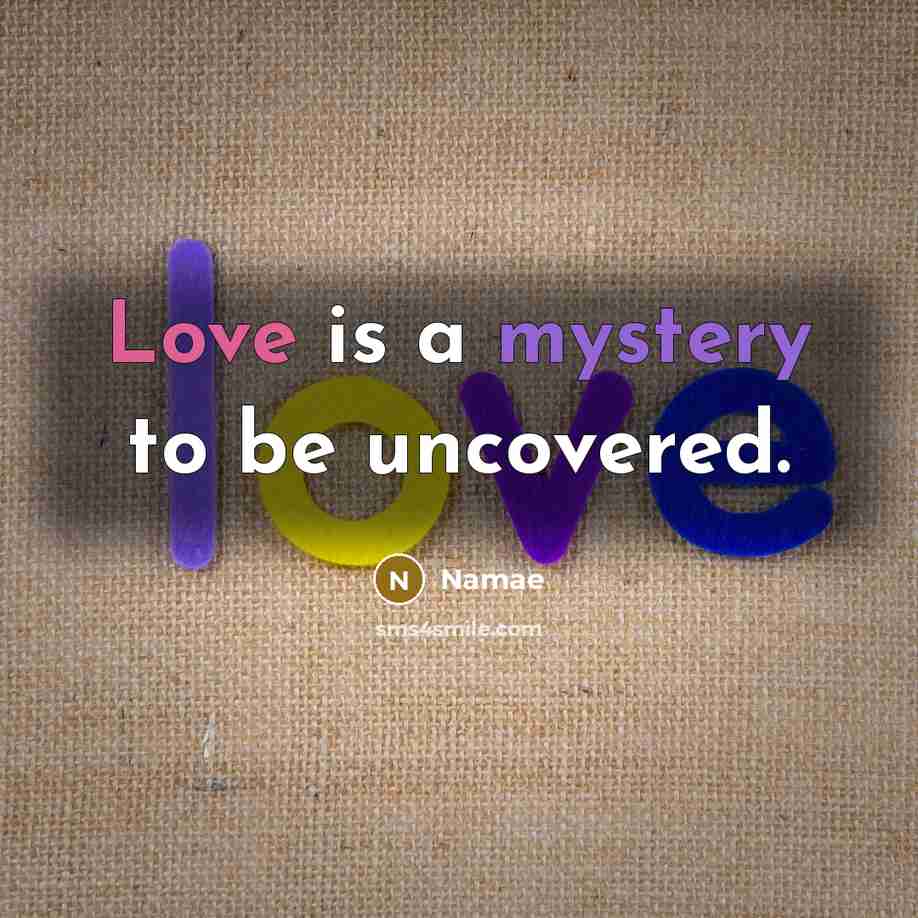 “Love is a mystery to be uncovered.” quote by Namae