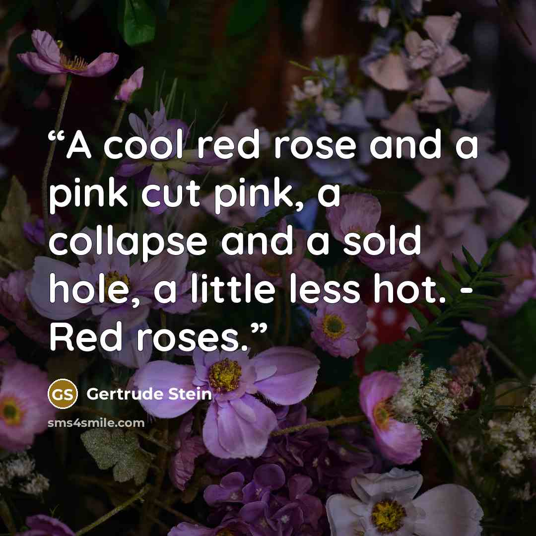 “A cool red rose and a pink cut pink, a collapse and a sold hole, a little less hot. - Red roses.” quote by Gertrude Stein