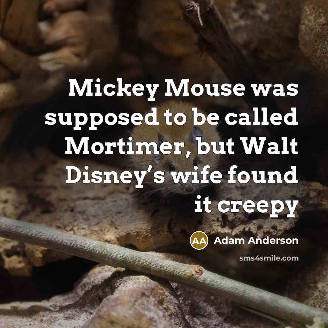 “Mickey Mouse was supposed to be called Mortimer, but Walt Disney’s wife found it creepy” quote by Adam Anderson