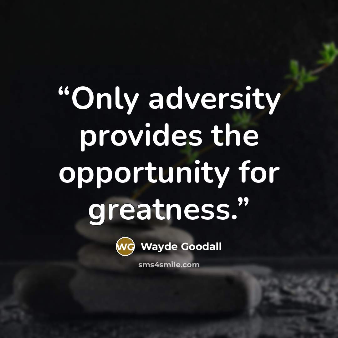 “Only adversity provides the opportunity for greatness.” quote by Wayde Goodall