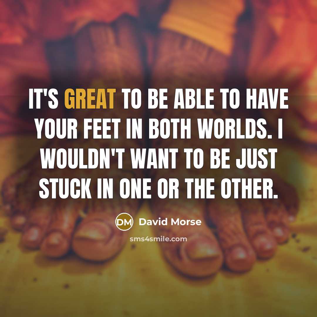 “It's great to be able to have your feet in both worlds. I wouldn't want to be just stuck in one or the other.” quote by David Morse