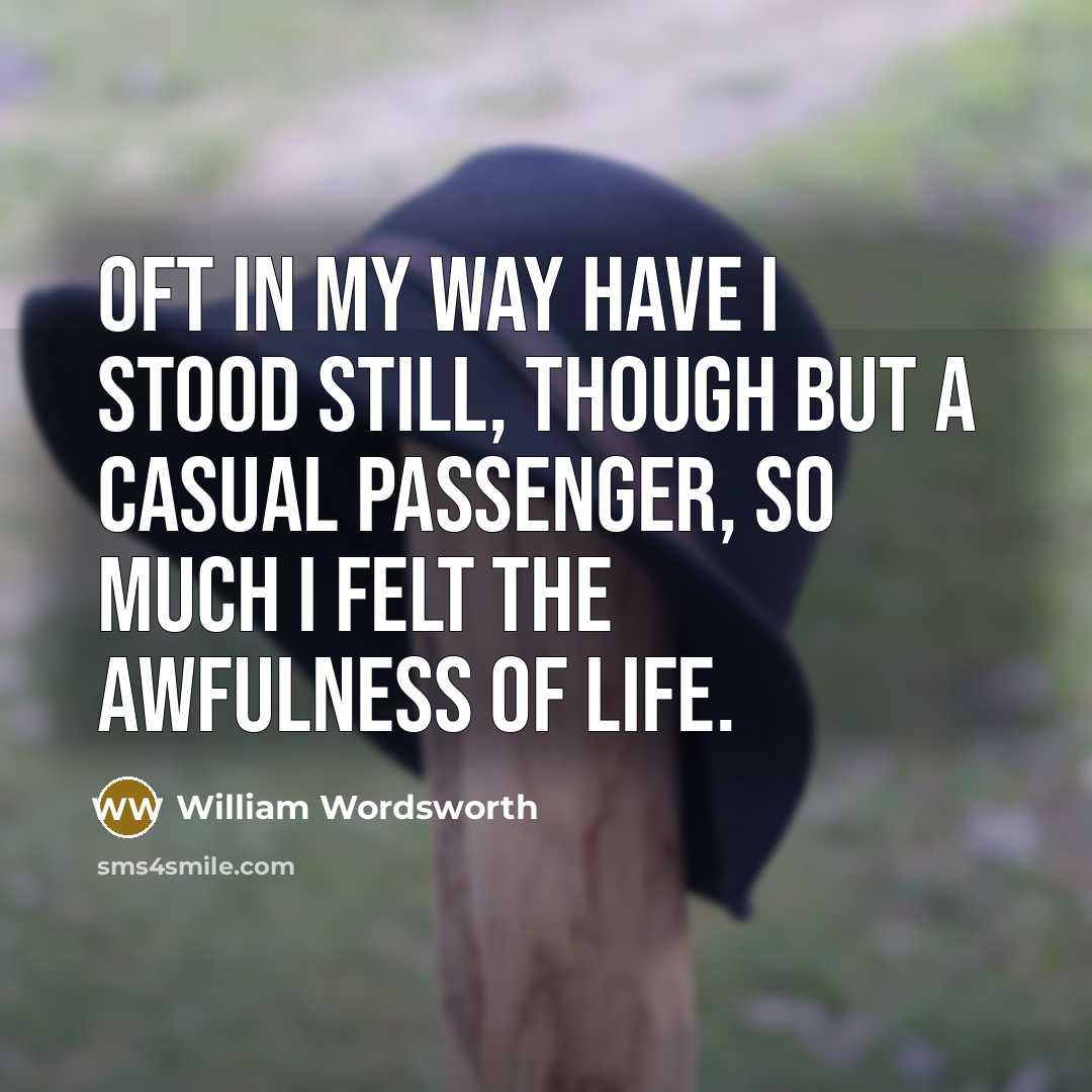 “Oft in my way have I stood still, though but a casual passenger, so much I felt the awfulness of life.” quote by William Wordsworth