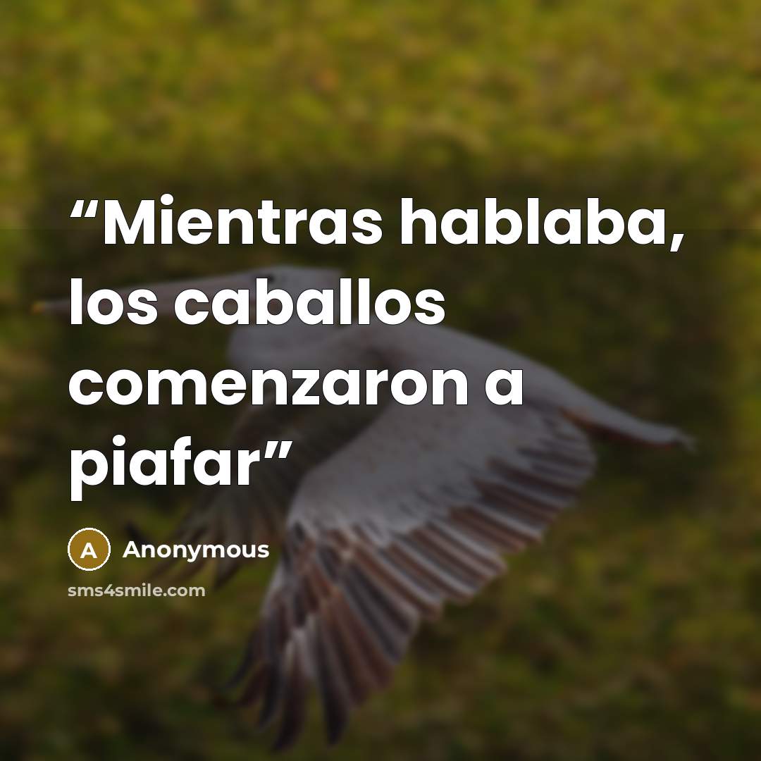“Mientras hablaba, los caballos comenzaron a piafar” quote by Anonymous