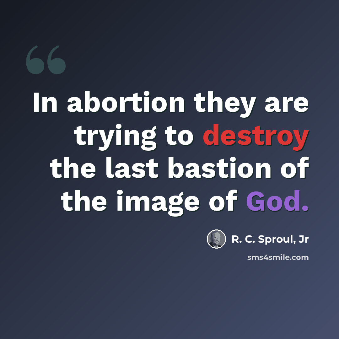 “In abortion they are trying to destroy the last bastion of the image of God.” quote by R. C. Sproul, Jr