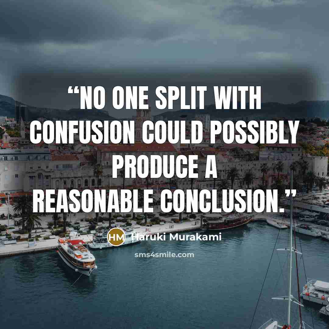 “No one split with confusion could possibly produce a reasonable conclusion.” quote by Haruki Murakami