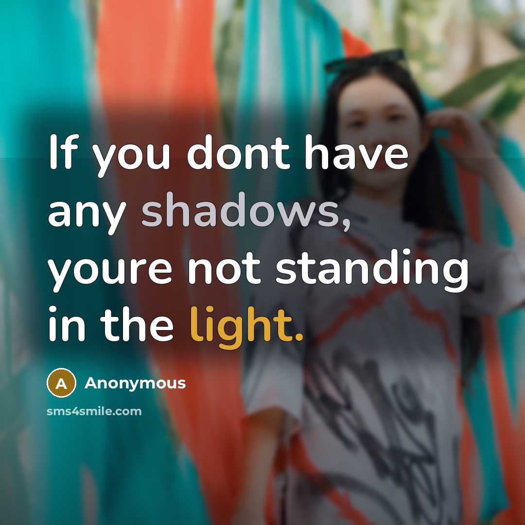 “If you dont have any shadows, youre not standing in the light.” quote by Anonymous