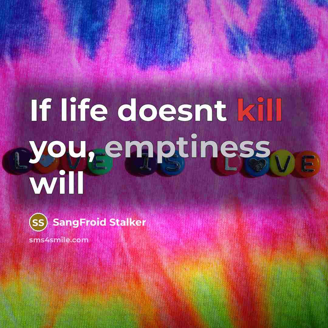 “If life doesnt kill you, emptiness will” quote by SangFroid Stalker