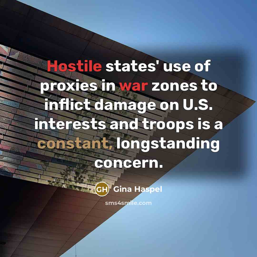“Hostile states' use of proxies in war zones to inflict damage on U.S. interests and troops is a constant, longstanding concern.” quote by Gina Haspel