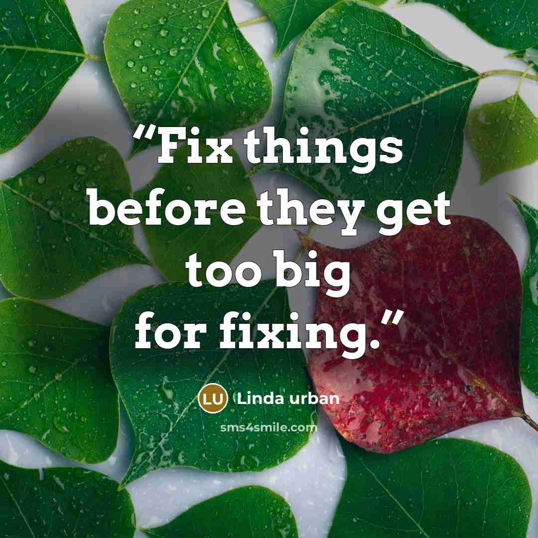 “Fix things before they get too big for fixing.” quote by Linda Urban