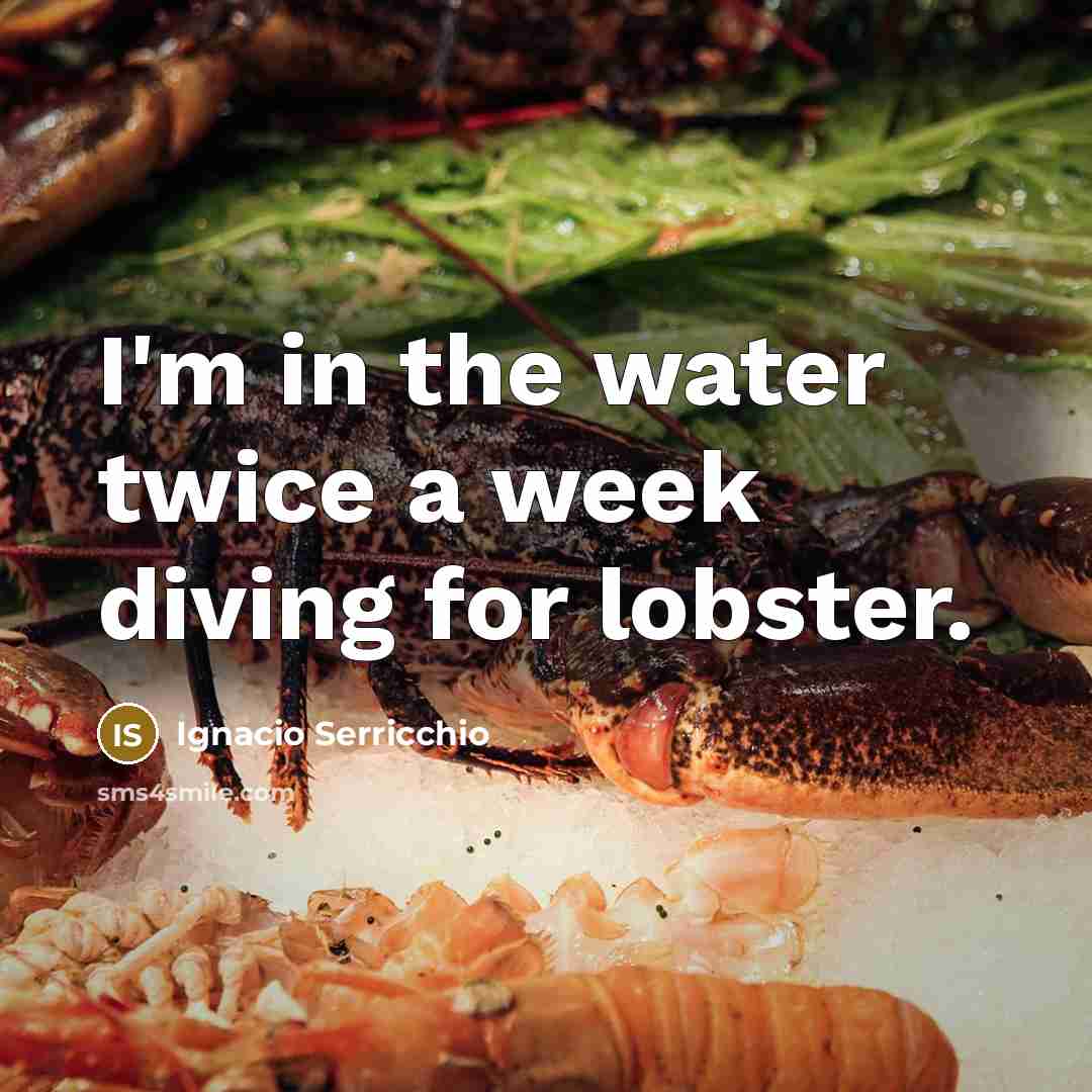 “I'm in the water twice a week diving for lobster.” quote by Ignacio Serricchio