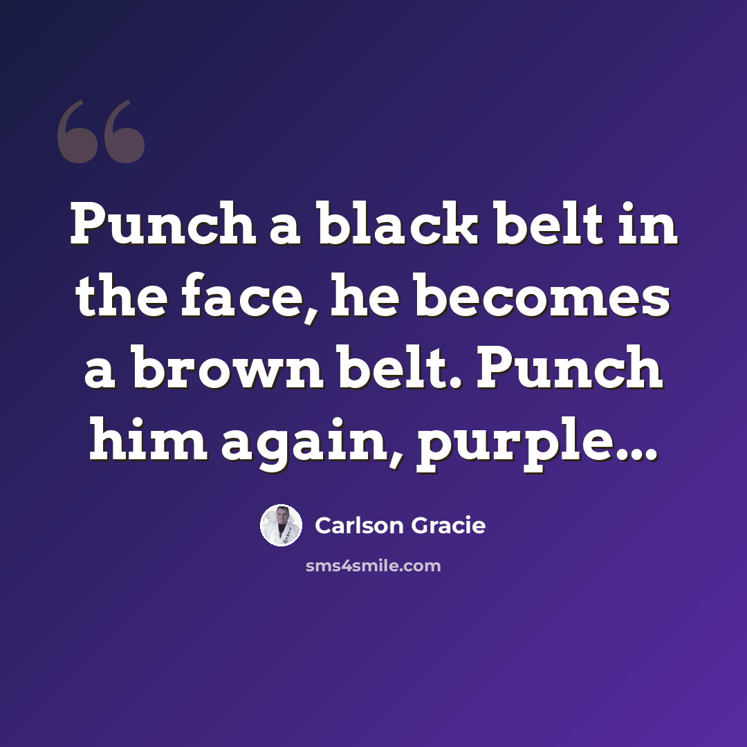“Punch a black belt in the face, he becomes a brown belt. Punch him again, purple...” quote by Carlson Gracie