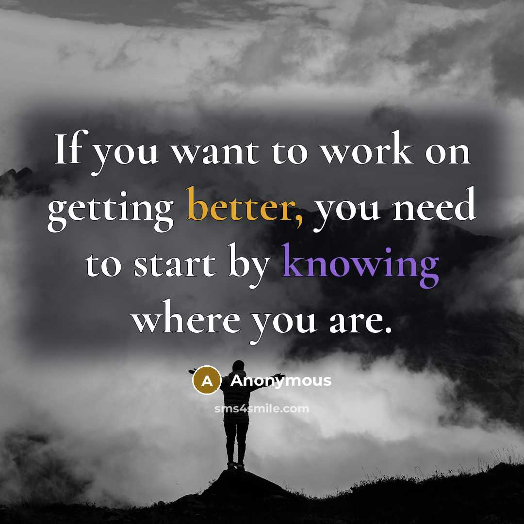 “If you want to work on getting better, you need to start by knowing where you are.” quote by Anonymous