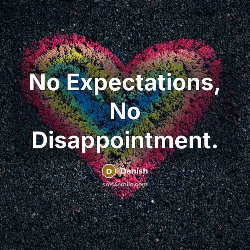 “No Expectations, No Disappointment.” quote by Danish
