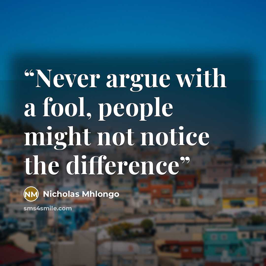 “Never argue with a fool, people might not notice the difference” quote by Nicholas Mhlongo