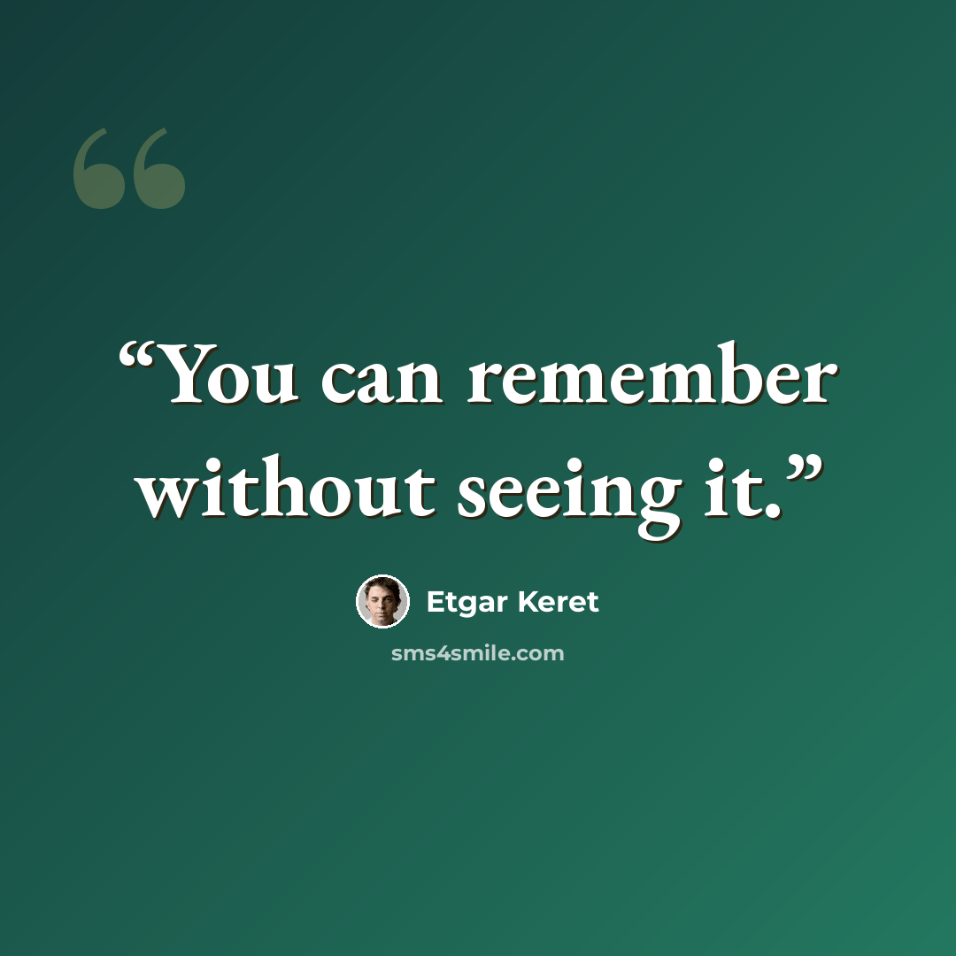 “You can remember without seeing it.” quote by Etgar Keret