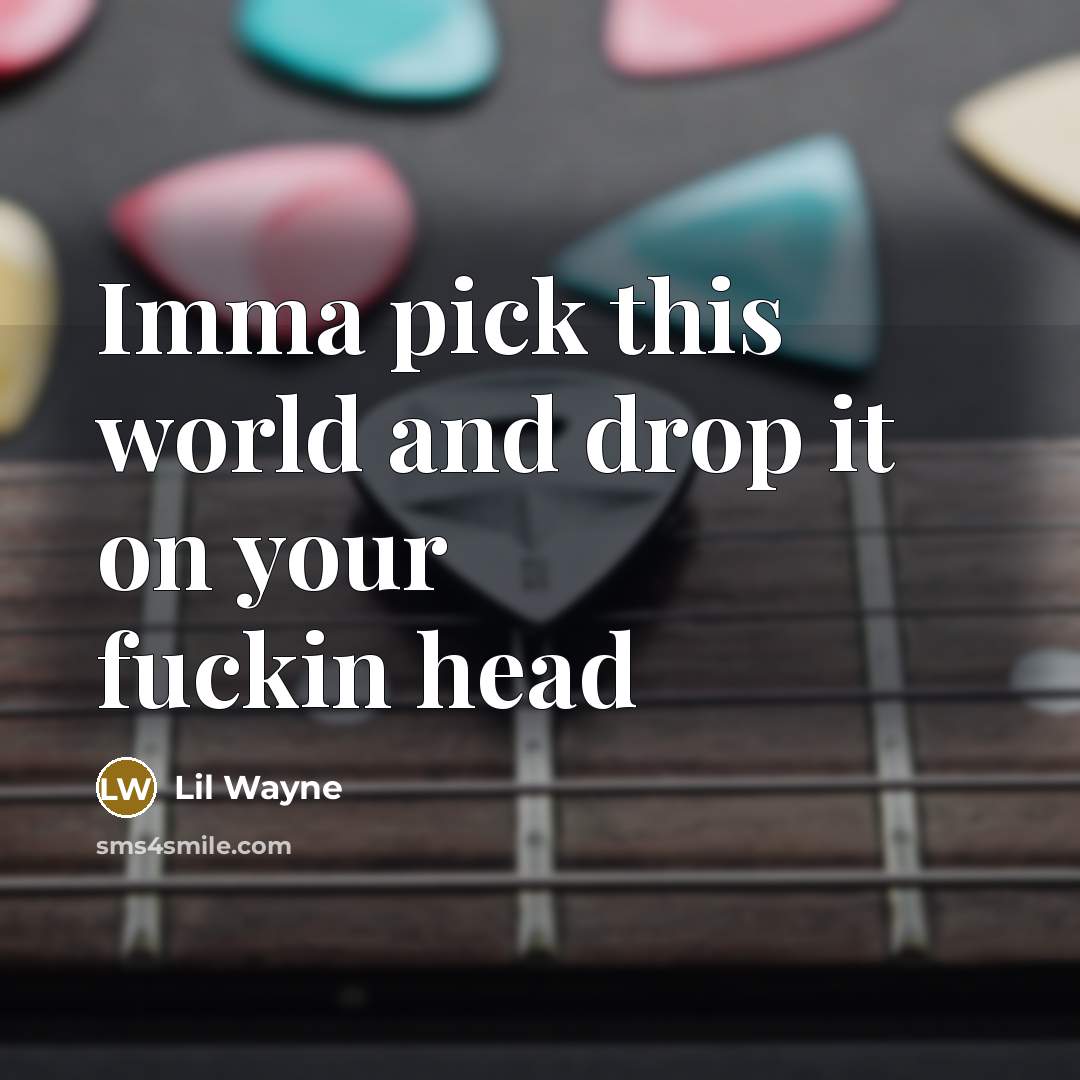 “Imma pick this world and drop it on your fuckin head” quote by Lil Wayne