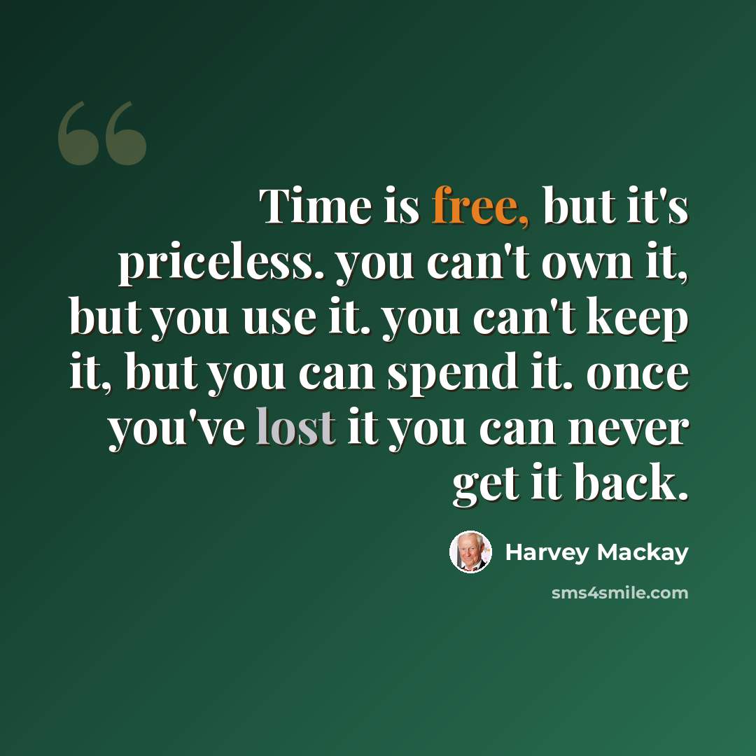 “Time is free, but it's priceless. you can't own it, but you use it. you can't keep it, but you can spend it. once you've lost it you can never get it back.” quote by Harvey MacKay