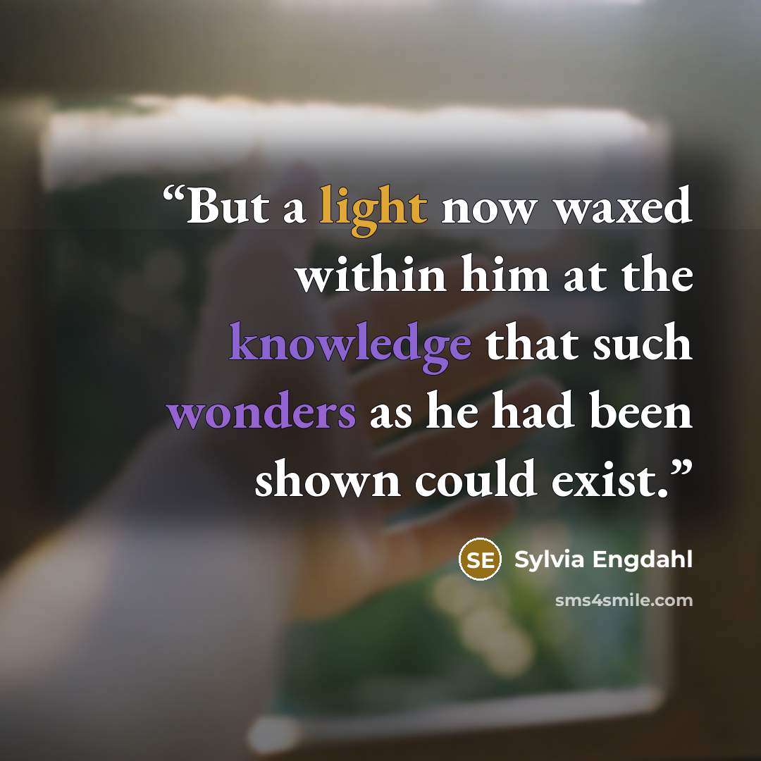 “But a light now waxed within him at the knowledge that such wonders as he had been shown could exist.” quote by Sylvia Engdahl