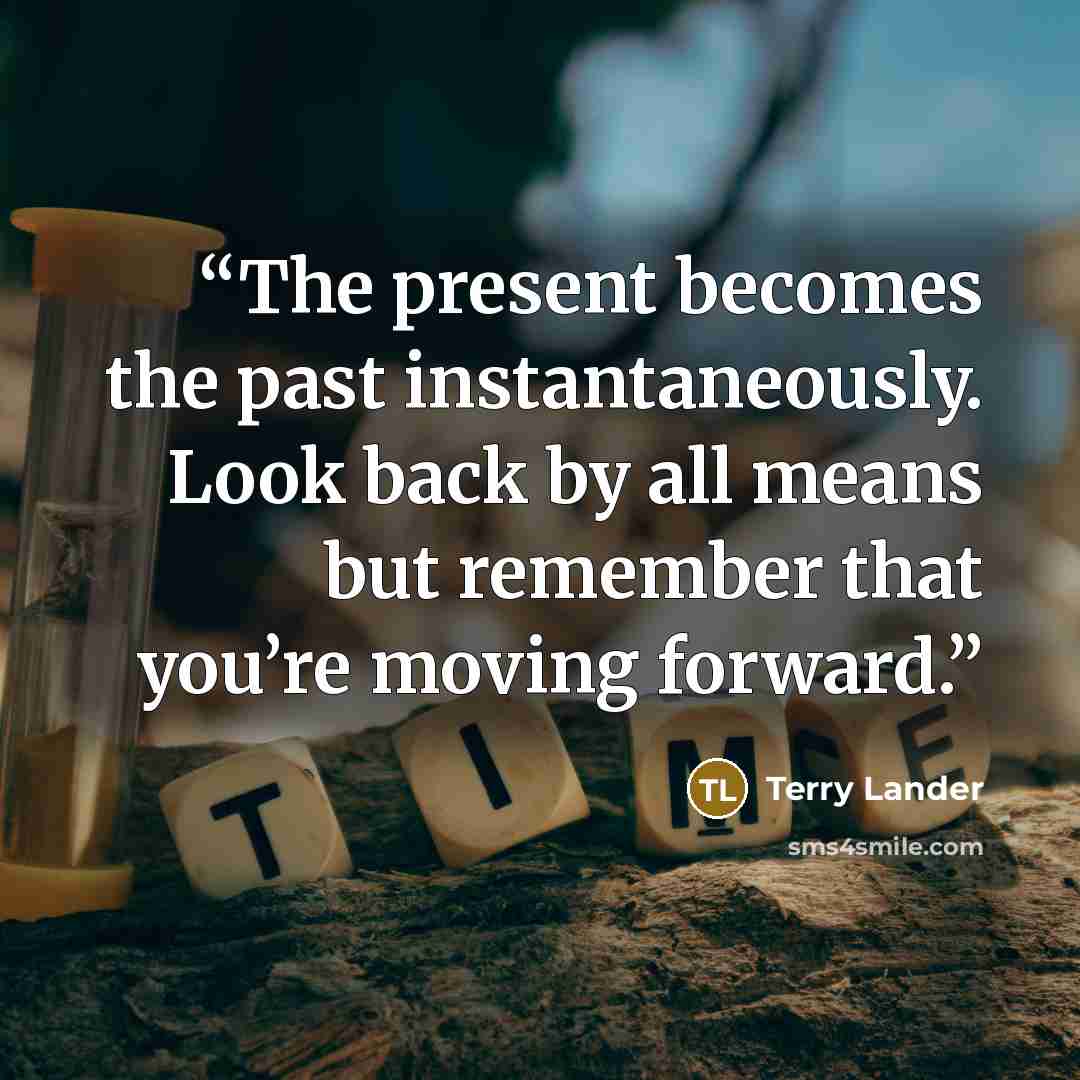“The present becomes the past instantaneously. Look back by all means but remember that you’re moving forward.” quote by Terry Lander