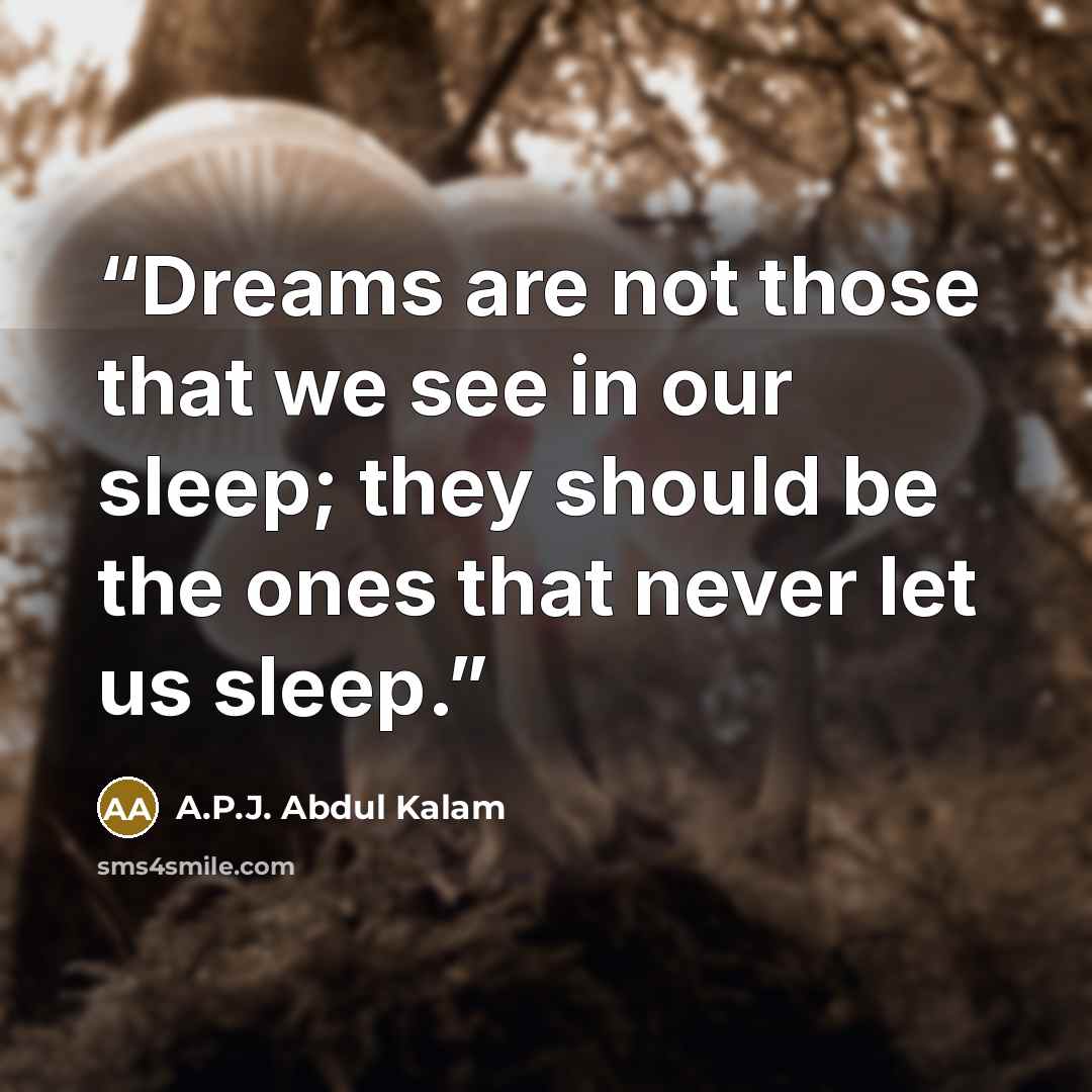 “Dreams are not those that we see in our sleep; they should be the ones that never let us sleep.” quote by A.P.J. Abdul Kalam