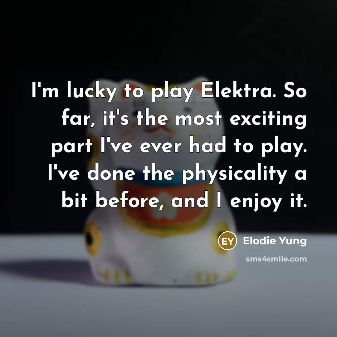 “I'm lucky to play Elektra. So far, it's the most exciting part I've ever had to play. I've done the physicality a bit before, and I enjoy it.” quote by Elodie Yung